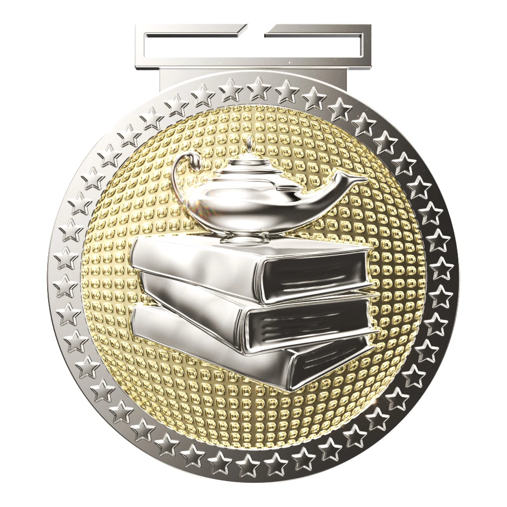 Book & Lamp Dual Plated Medallion (3") 1