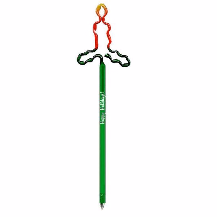 Candle With Holly Multi-Color Inkbend Standard, Bent Pen
