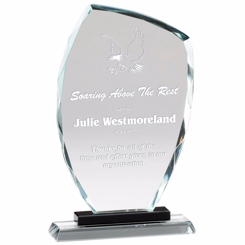 Slant Top Glass Award with Black Riser