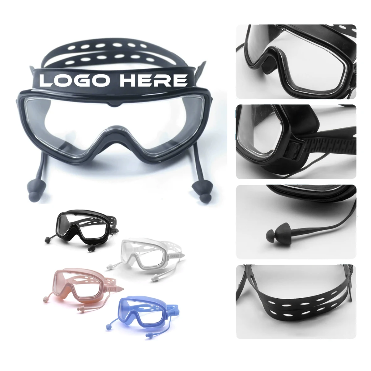 Big Frame Diving Adjustable Soft Clear Lens Swim Glasses 1