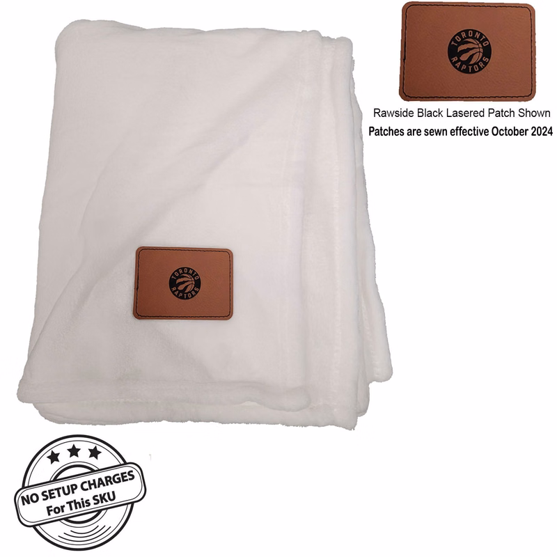 Plush and Cozy Mink Flannel Fleece Blanket, 50x60, with Lasered logo patch, NO SETUP CHARGE