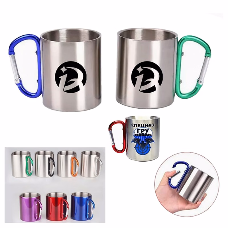 10 Oz Camping Carabiner Stainless Steel Cup