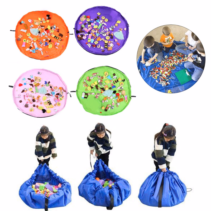 Foldable Play Mat Large Toy Storage Bag With Drawstring