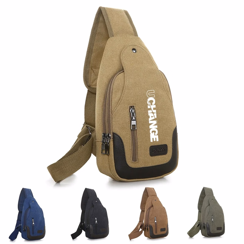 Anti-Theft Canvas Crossbody Sling Bag With Multi-Zip Pockets
