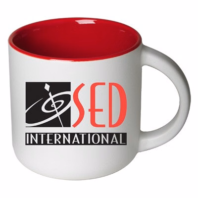 14 oz Sedona Mug - Matte White Out/Gloss Red In