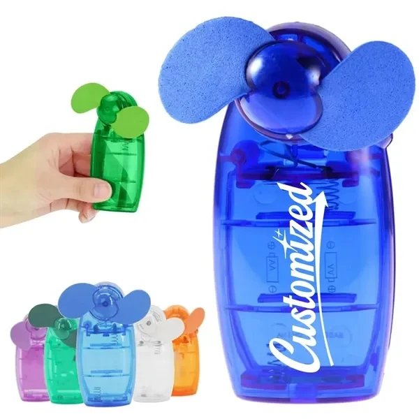 Custom Soft Blade Mini Handheld Spray Fan — Summer Trade Show Cooling Giveaway 1