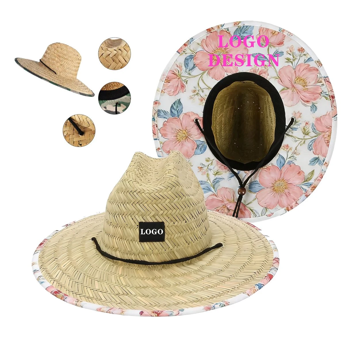 16.5 in Wide Brim Straw Sun Hat 1