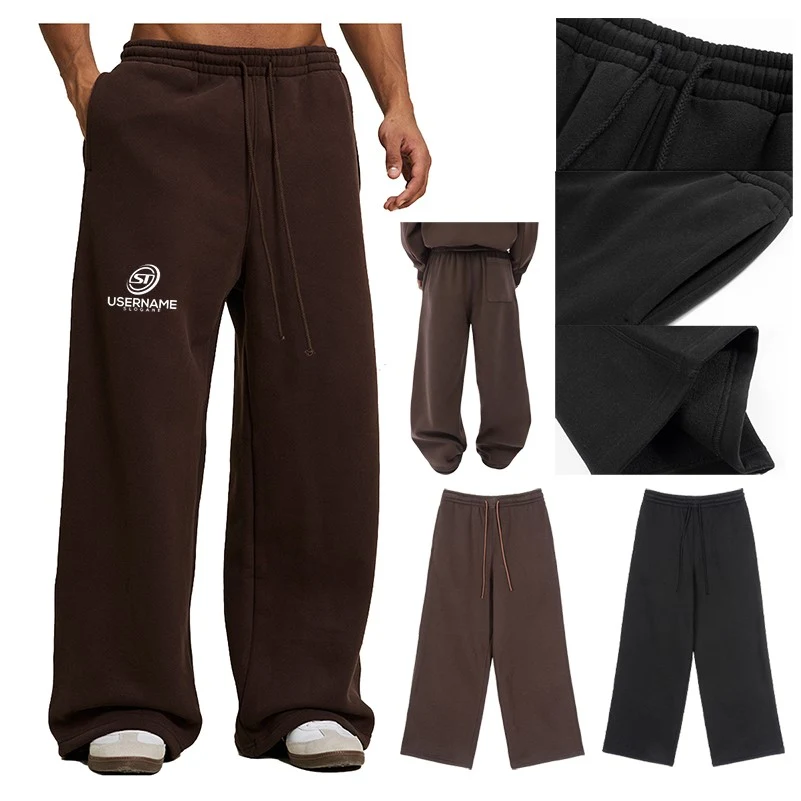 Men's Loose 360 GSM Heavyweight Wide-Leg Sweatpants, custom shorts with logo imprint 1