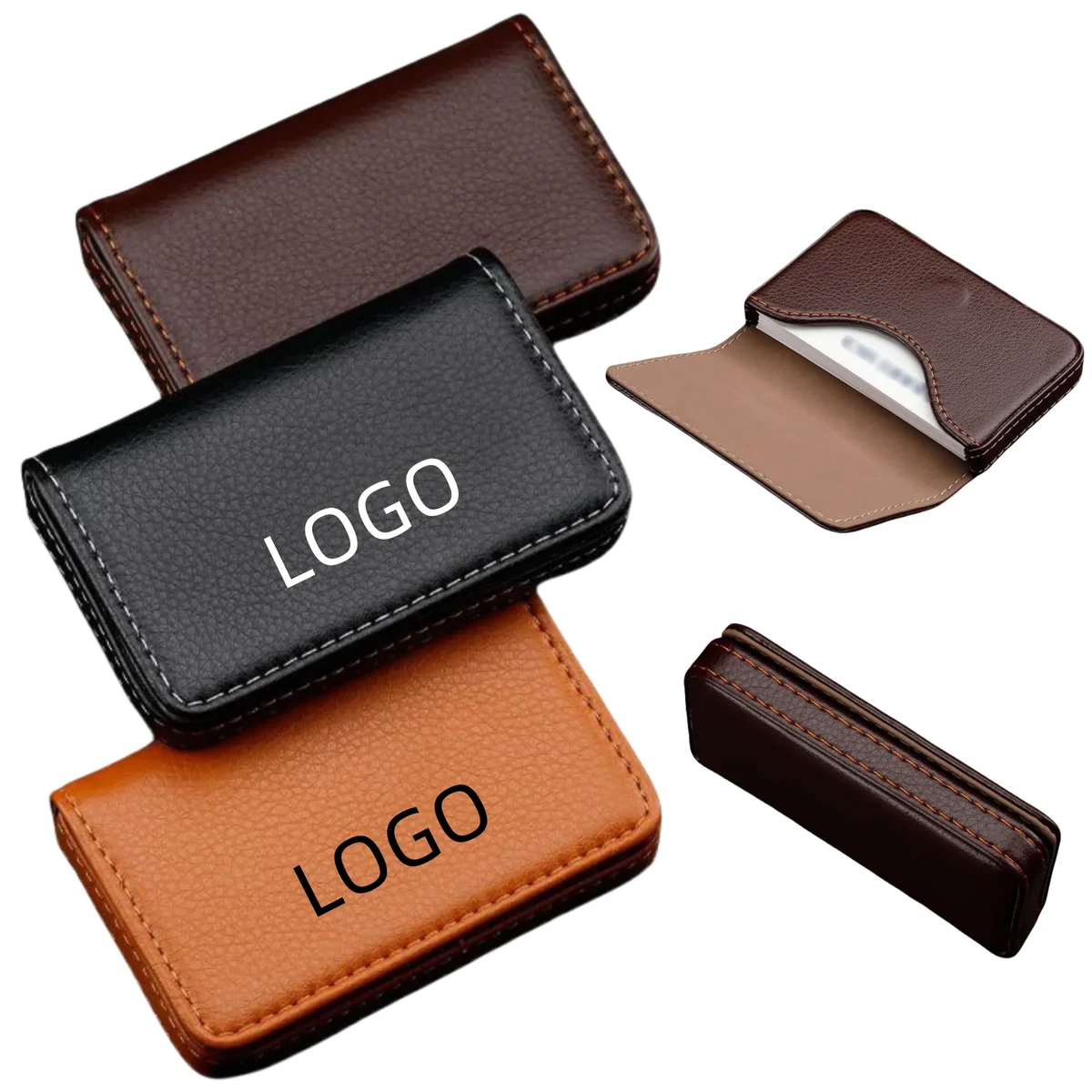 PU Leather Business Card Holder With Magnetic Flap 1
