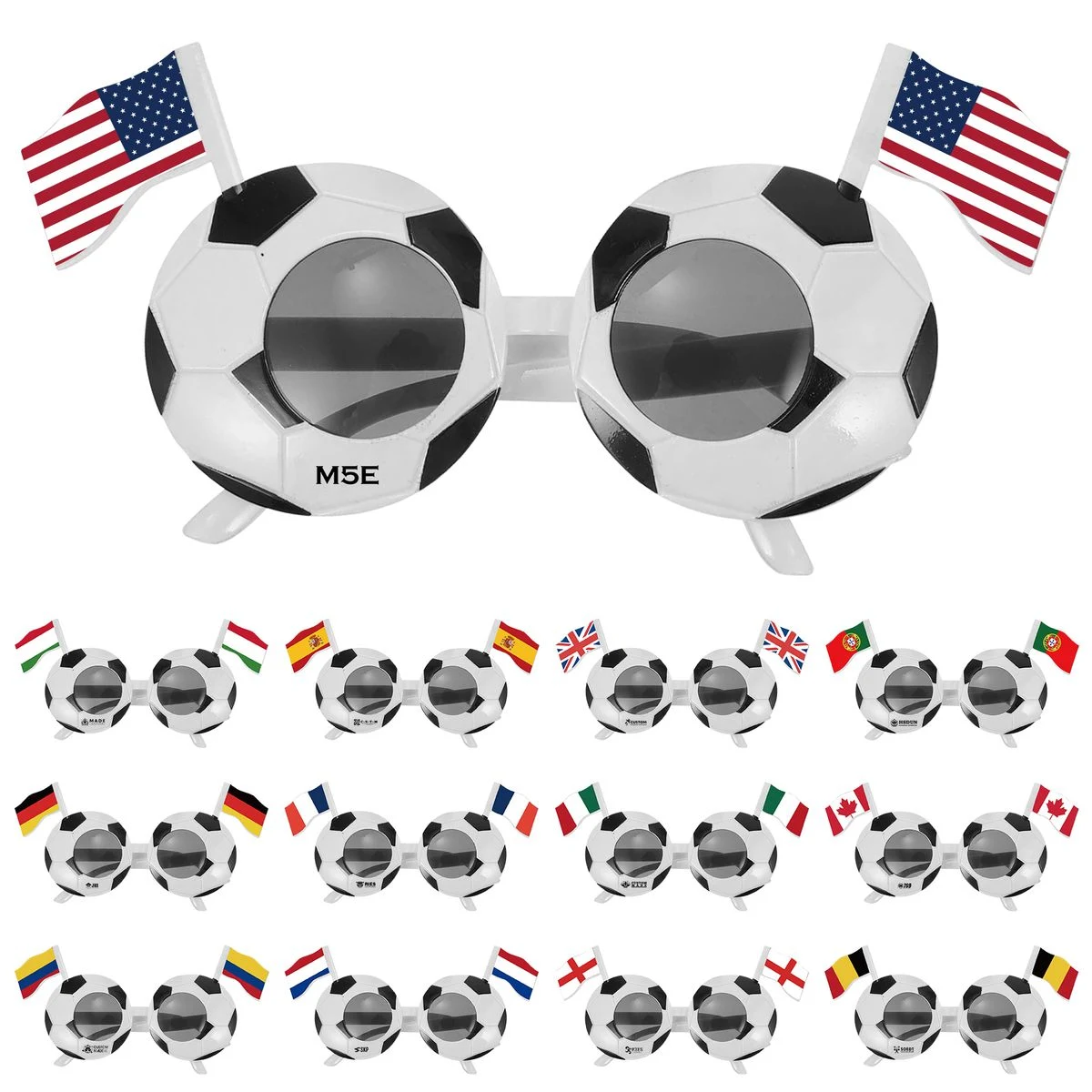 UV400 World Cup Soccer Fan Glasses – Dual-Side National Flag Design 1