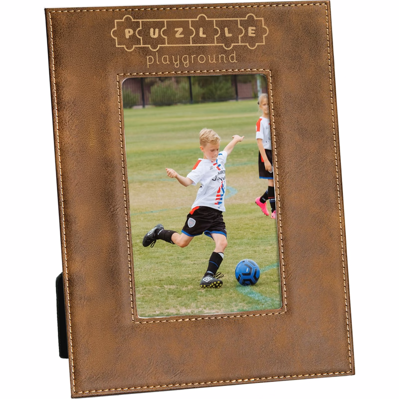 4" x 6" Rustic & Gold Leatherette Photo Frame