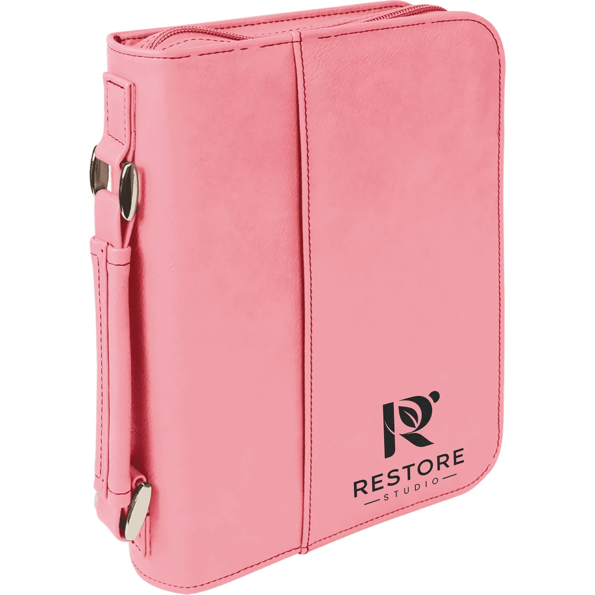 6" x 9" Pink Leatherette Book/Bible Cover with Handle & Zipper 1