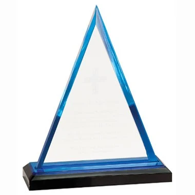 8" BLUE TRIANGLE IMPRESS ACRYLIC TROPHY 1