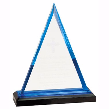 8" BLUE TRIANGLE IMPRESS ACRYLIC TROPHY