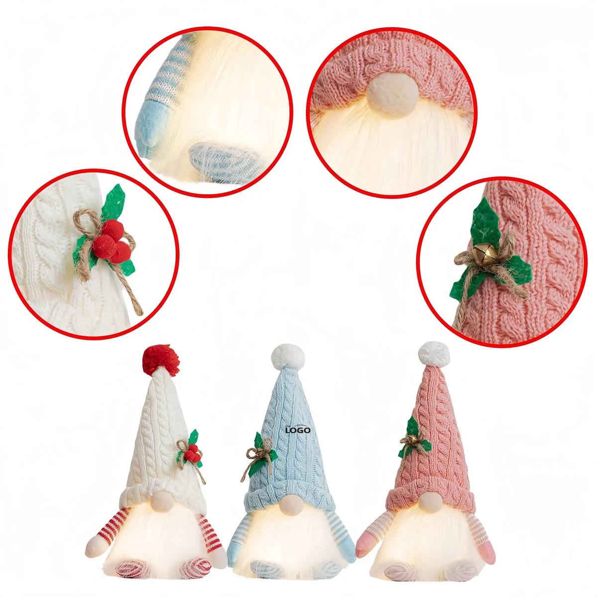 Christmas Plush Snowman With LED Light Up Knit Hat 1