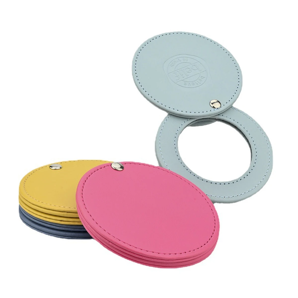 Portable Mini Round PU Gift Makeup Mirror 1