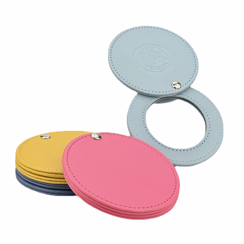 Portable Mini Round PU Gift Makeup Mirror