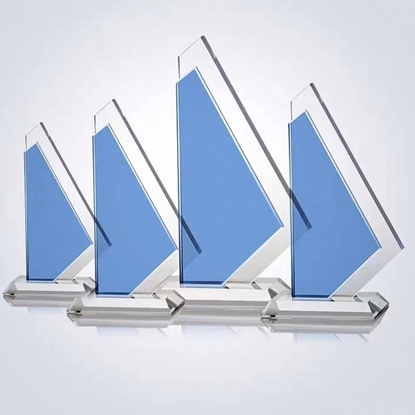 Wedding Gift Sailboat Crystal Trophy