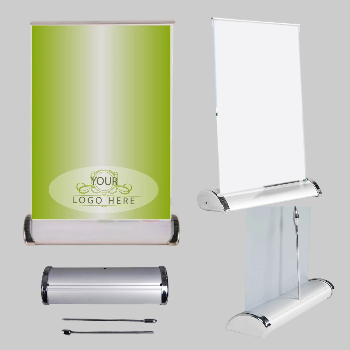 Mini Table Top Retractor Stand with Banner 1