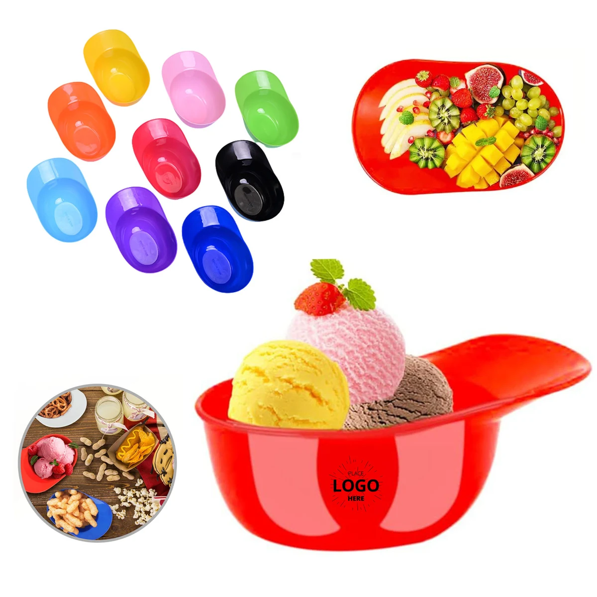 8oz Food Grade PP Baseball Cap Shape Ice Cream Snack Bowl 1