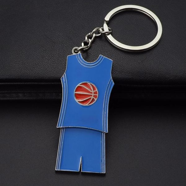 Custom Mini Basketball Jersey Metal Keychain Full Color — Sports Team Promotional Gift