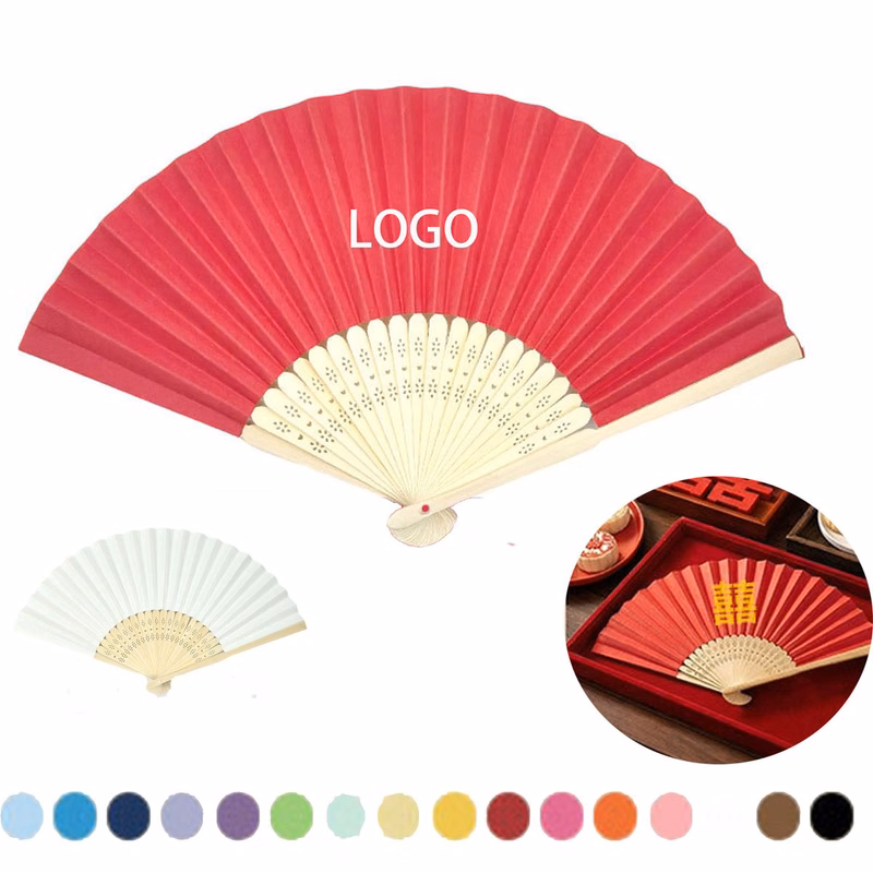 Full Color Bamboo Handle Folding Paper Fan
