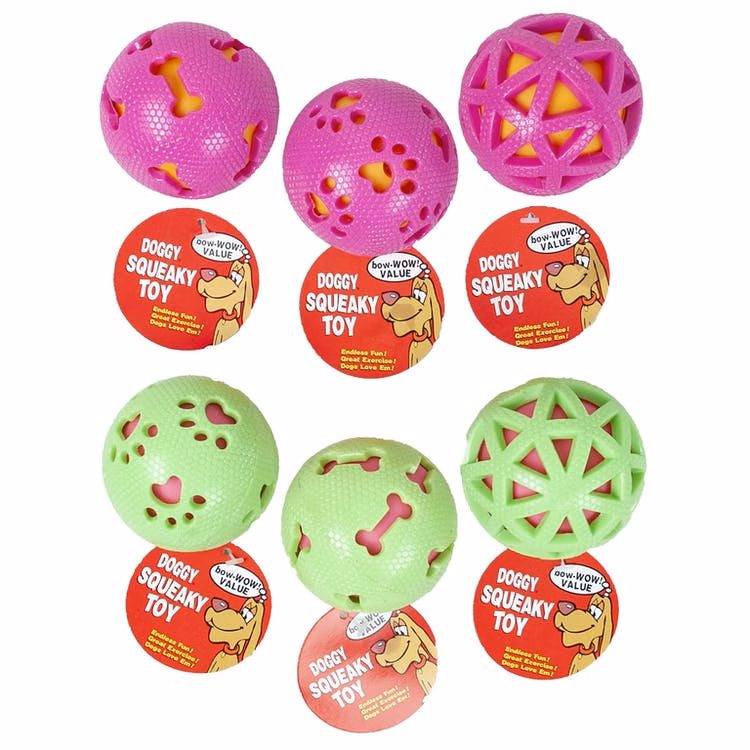Dog Squeaky Toys - 3" Assorted Ball Designs