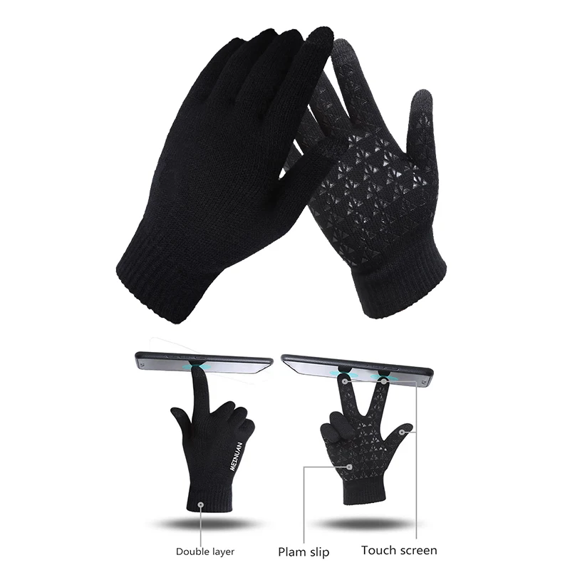 Knitted Touch Screen Non-slip Gloves 1