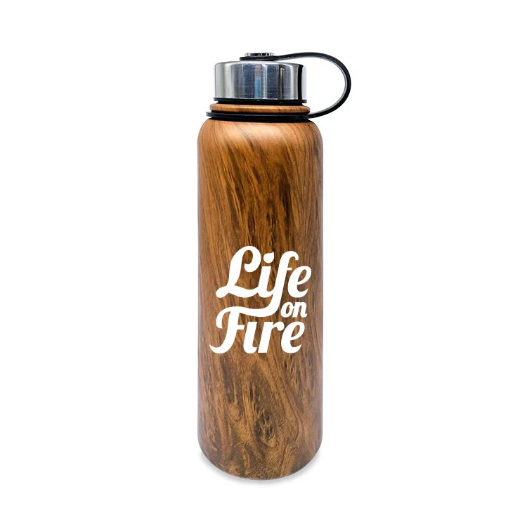 40 oz. Double Wall Stainless Steel Vacuum Tumbler Water Bottle ( Wood ), custom tumbler with logo imprint 1