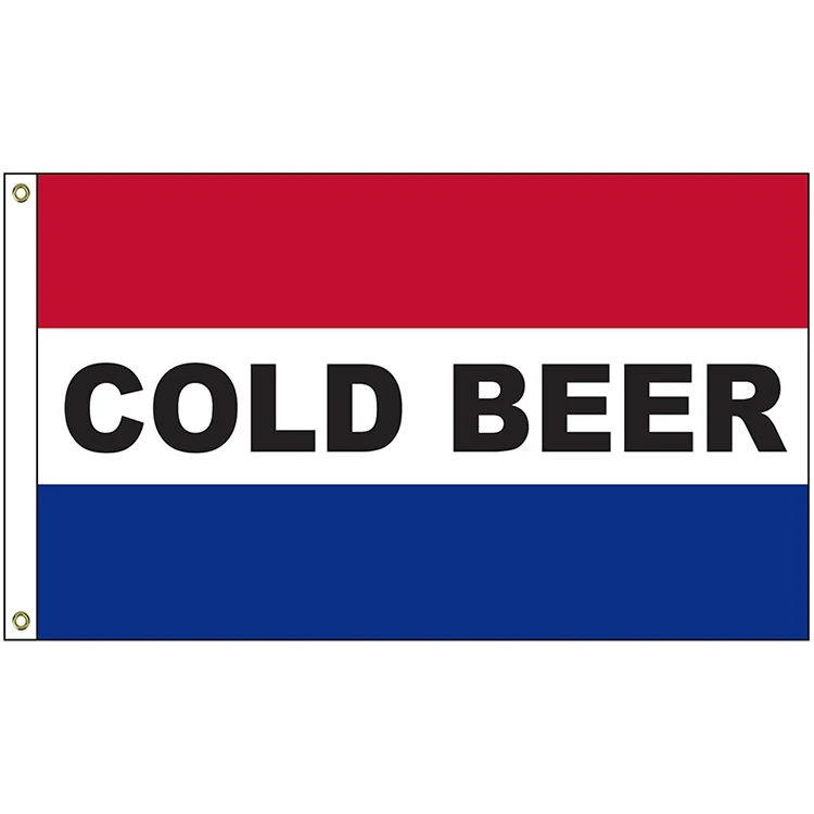 Cold Beer 3' x 5' Message Flag with Heading and Grommets 1