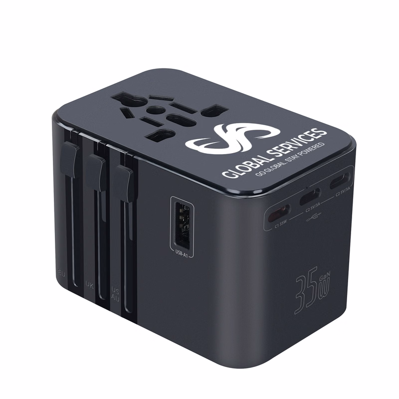 35W Universal Travel Adapter With 5 USB Ports And PD Fast Charging