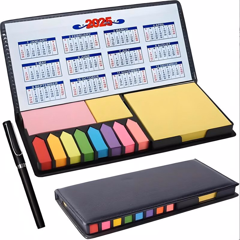 Large Leather Flip-Top Calendar Box W/ Pen
