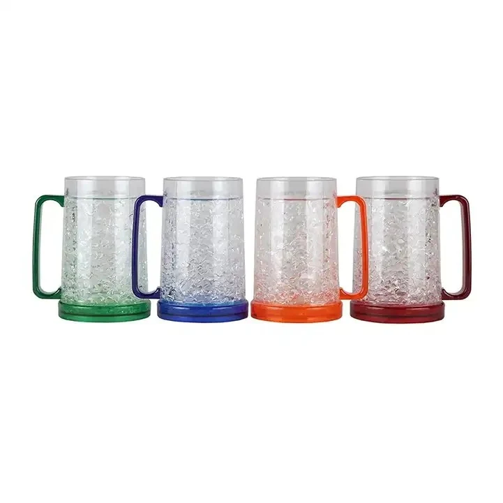 Gel Freezer 16oz Double Walled Beer Mugs with Handles 1