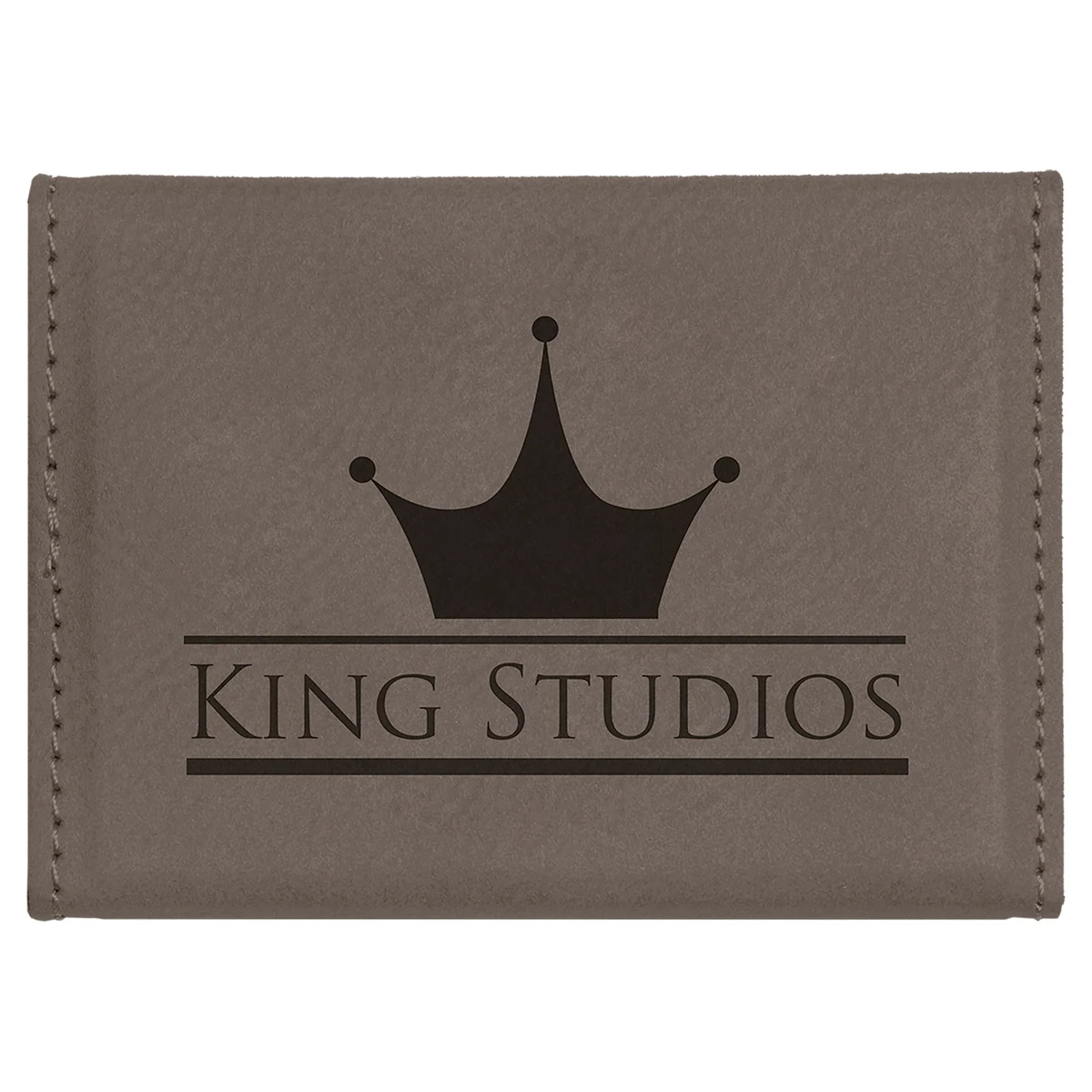Gray Leatherette Business Card Holder 1