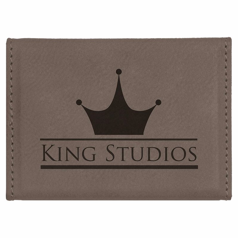 Gray Leatherette Business Card Holder