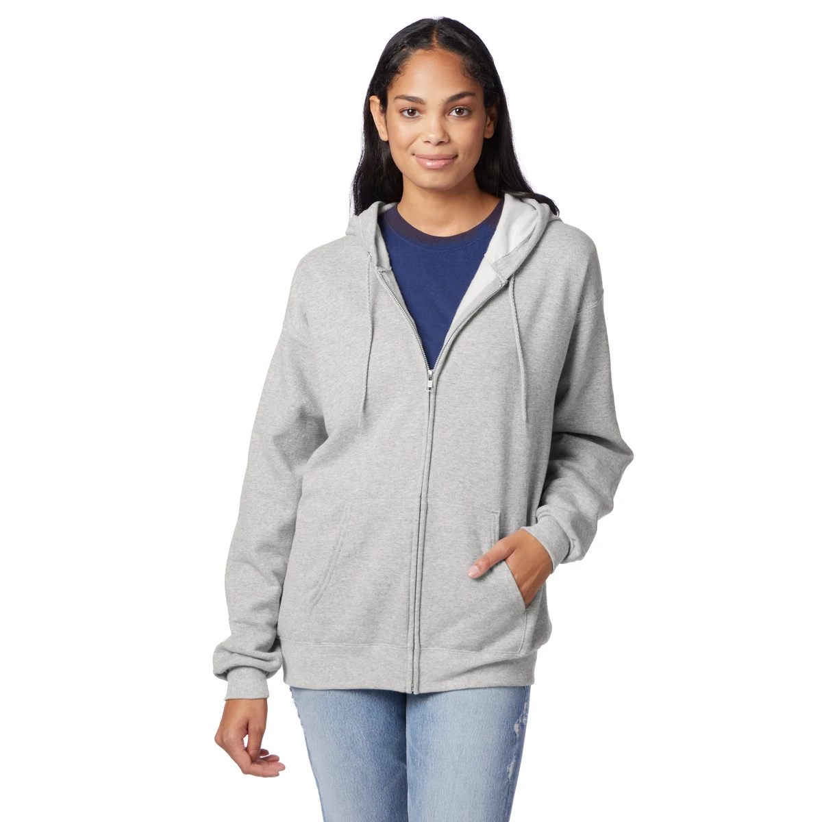 Hanes EcoSmart Full-Zip Fleece Hoodie, custom hoodie or sweatshirt with logo imprint 1
