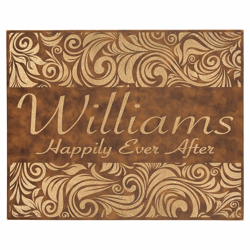 16" x 20" Rustic/Gold Leatherette Wall Decor with Sawtooth Hanger