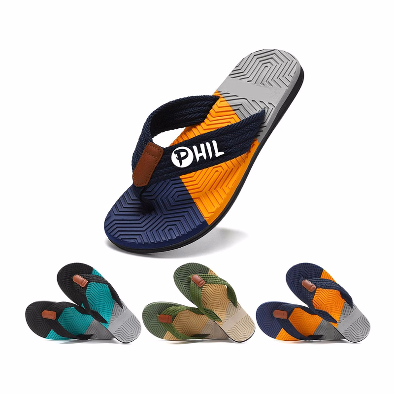 Three Colors Spliced Men'S Flip Flops