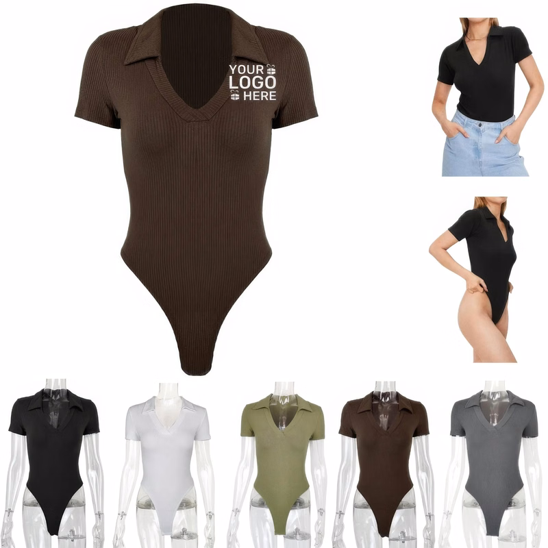 Polo Neck Sexy Short-Sleeved Onesie