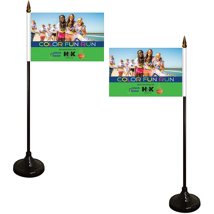 Double Sided Stick Flag with Black Plastic Weighted Base 1