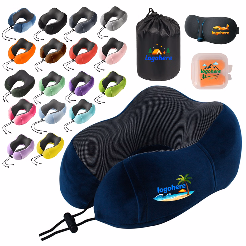 U Shaped Memory Foam Travel Pillow Set