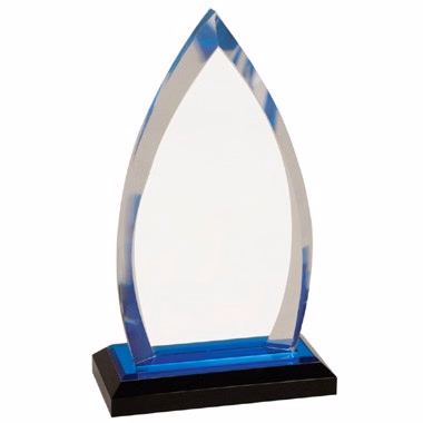 8 inch Oval Acrylic Award with Blue Accent