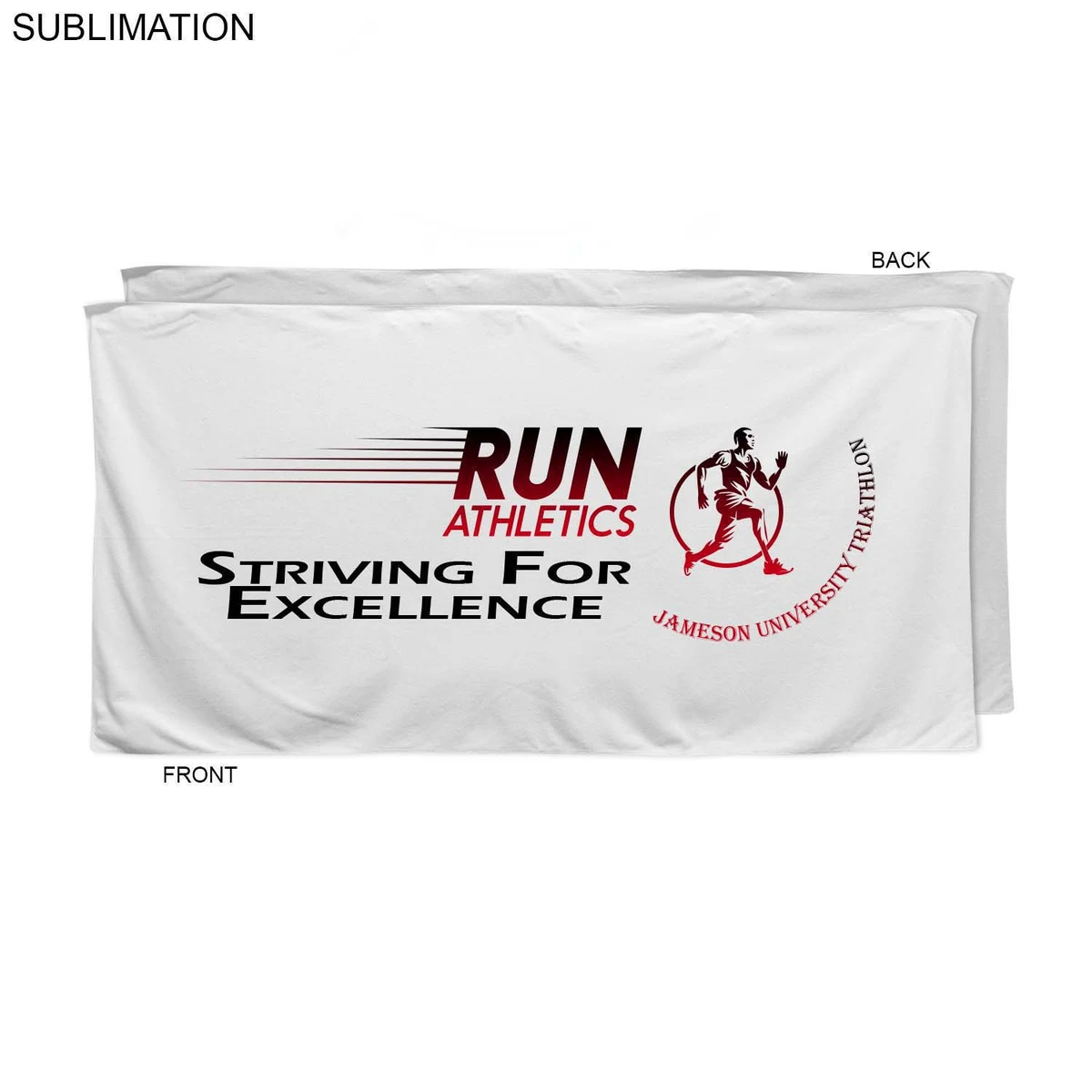 Absorbent Microfiber Dri-Lite Terry White Triathlon Towel, 30x60, Sublimated Full Color 1