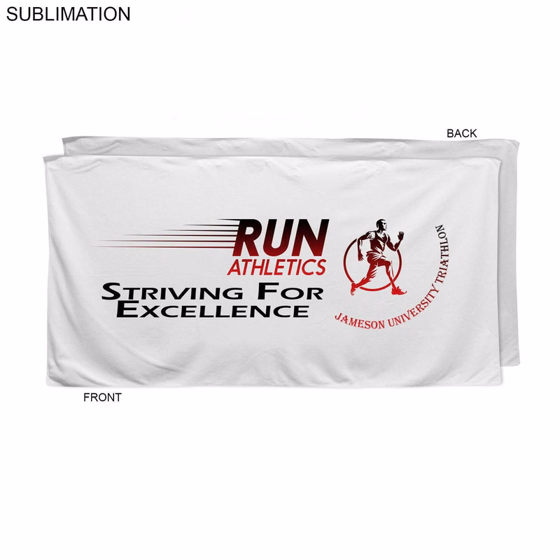 Absorbent Microfiber Dri-Lite Terry White Triathlon Towel, 30x60, Sublimated Full Color