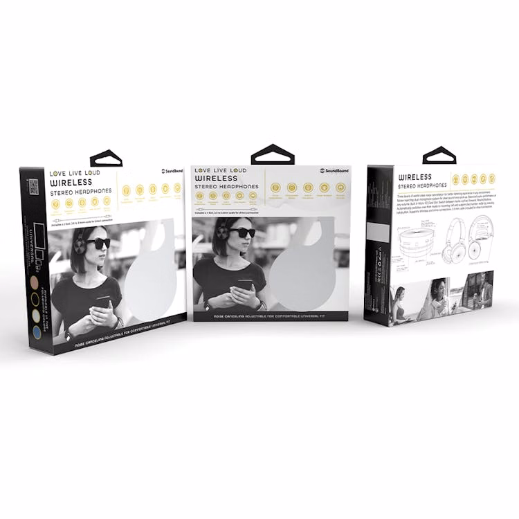 Wireless Over-Ear Headphones - Black Foldable
