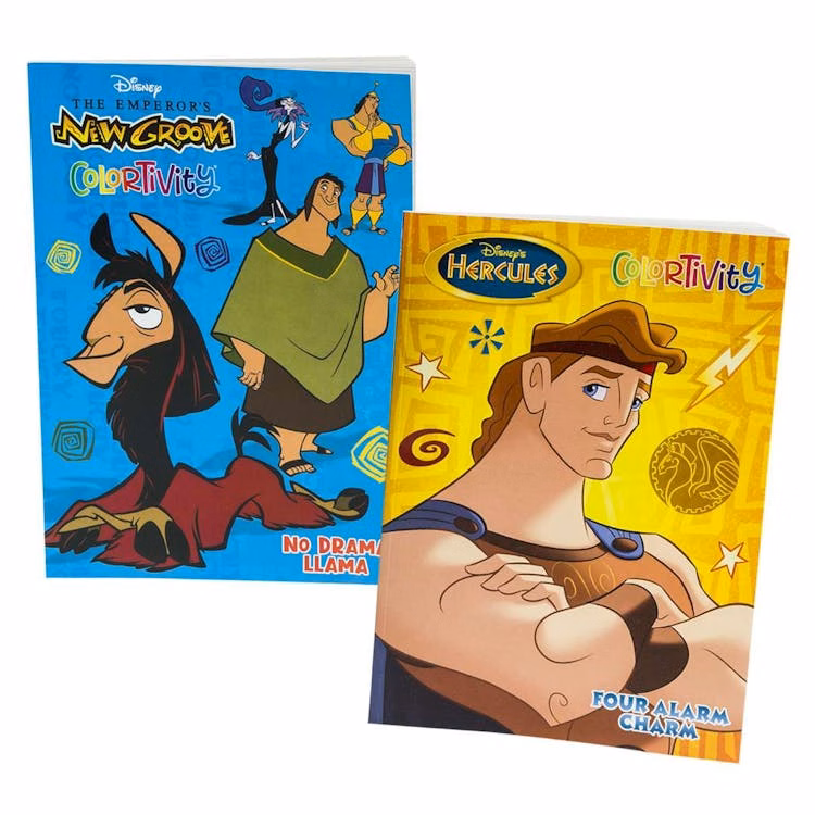 Disney Coloring Books The Emperor's New Groove and Hercules - 80 Pages