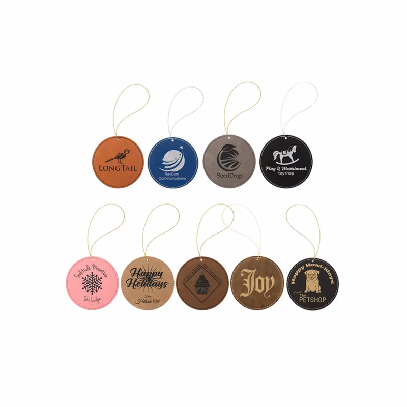 Leatherette Round Ornaments with String