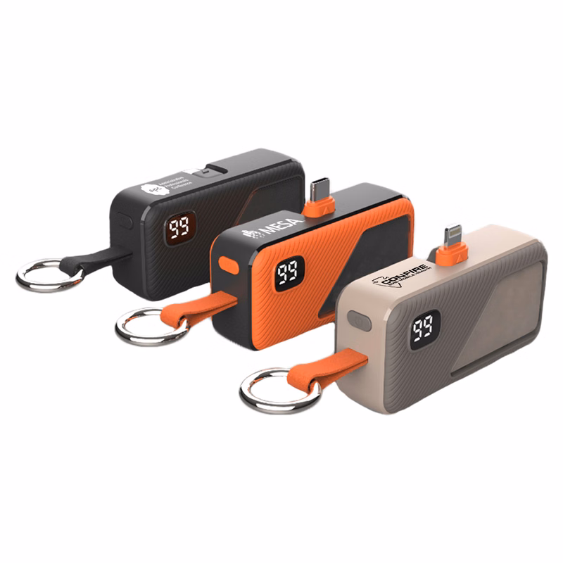 5,000 mAh 10W Power Bank with LED Display & Keychain