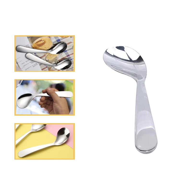 Stainless SteelCurved Self-Feeding Training Spoons 1