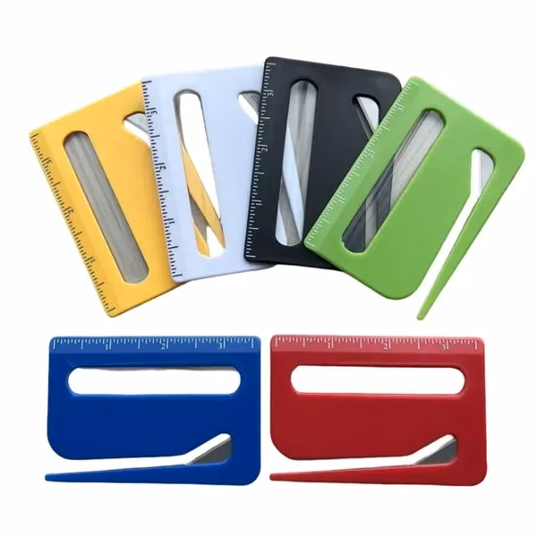 Custom Multi-Function Plastic Letter Opener with Magnifier and Ruler Measurement — Desk